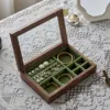 Caja joyero de nogal verde oliva.