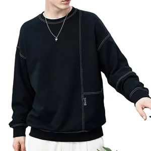 Custom Men's Streetwear 100% Cotton Contrast Stitch Pullover Sweatshirt