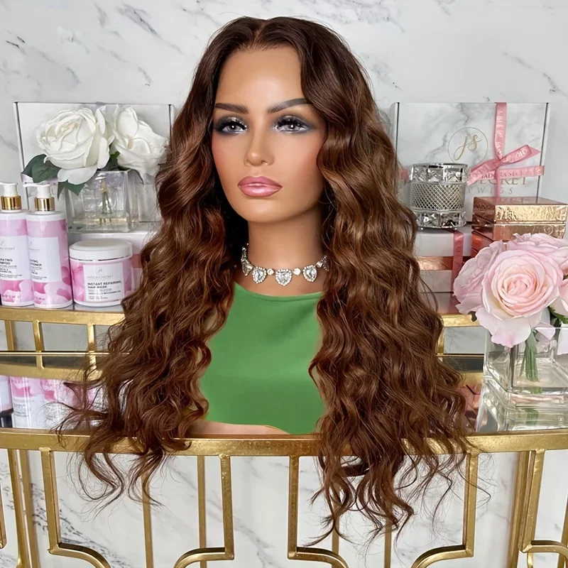 Body Wave Echthaar Lace Front Perücke Dunkelbraun Transparent_voghion.com