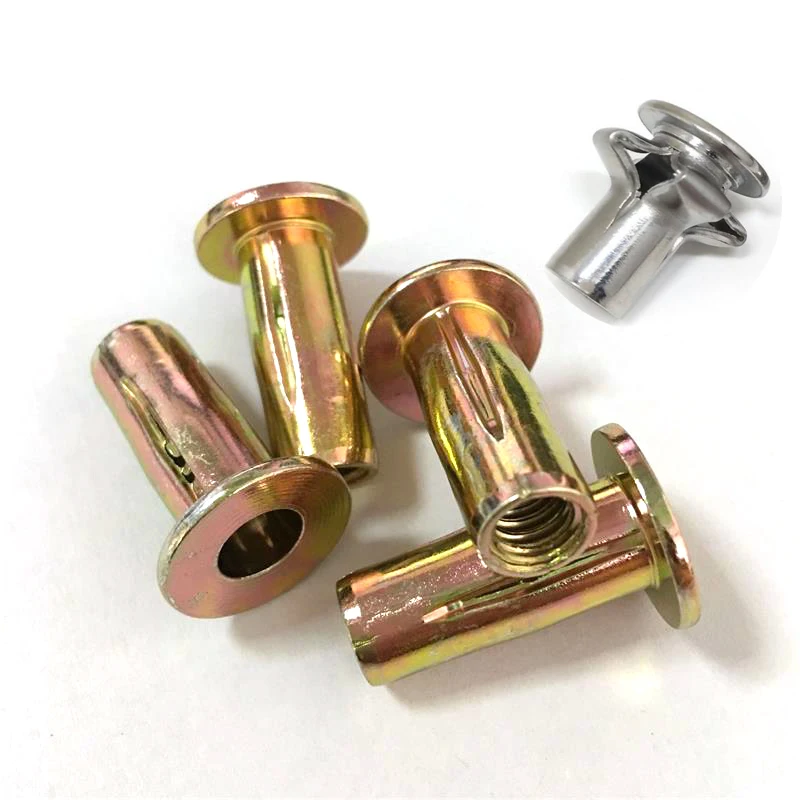 Professional Stainless Steel Flat Head Split Rivnut Lantern Tri-fold Blind Rivet Nut with Galvanized and Polished Finish