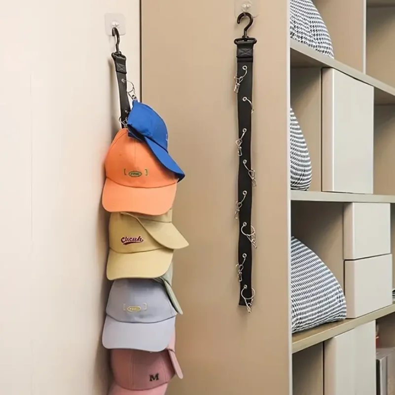Fahibin 2 pcs Berretto Organizer Hanger, Porta Cappelli Pieghevole, Portacappelli da baseball,appendino portatile per cappelli con 10 clip in acciaio inox