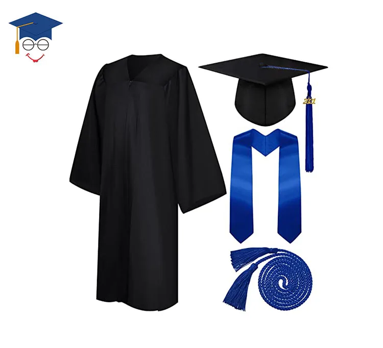 Лидер продаж Черное Матовое платье и шапка для выпускного