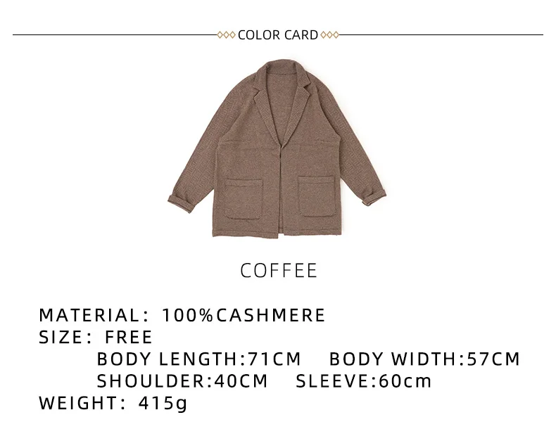 Turn Down Collar 100% Pure Cashmere Cardigan Custom Winter Herringbone Women Clothing Coat Suit