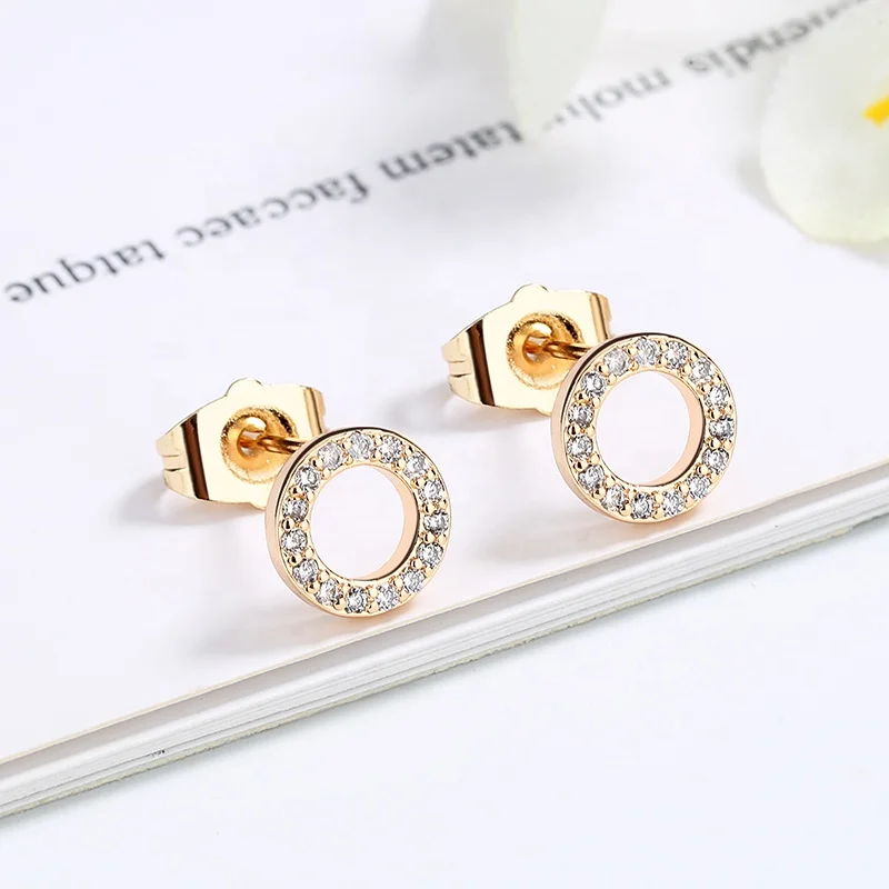 Simple Design Round Shape 18K Gold Plated Jewelry Huggie Hoop Earrings Zirconia Hoop Earrings