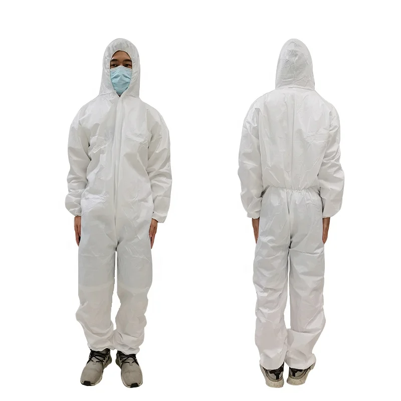 disposable coverall type 5 breathable AAMI level 3 coverall tyvek with hood waterproof AAMI level 4 disposable SMS suit EN13795