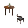 80cm round table with 4 horn-shaped chairs (walnut color)