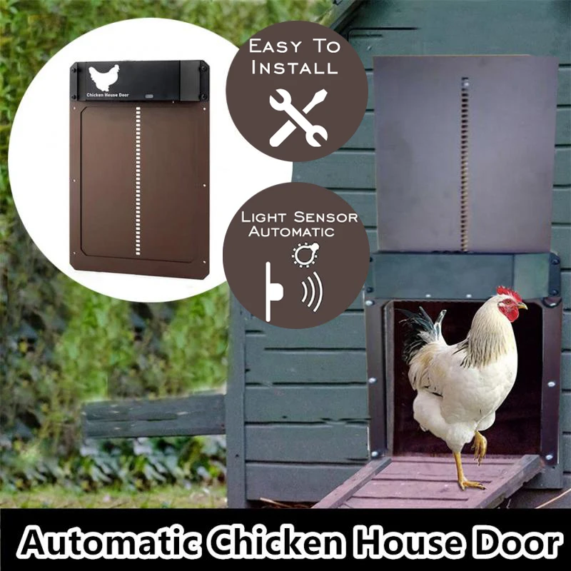 Автоматическая дверь курятника, Автоматическая светочувствительная дверь курятника, практичный и качественный инструмент для цыплят и домашних животных, Прямая поставка