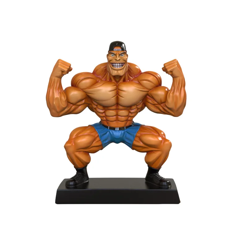 Realistisk detaljert dobbeltfistet fitnessinstruktør i harpiksskulptur, engros, tilpassbar kunstdekorativ figur for high-end-markedet