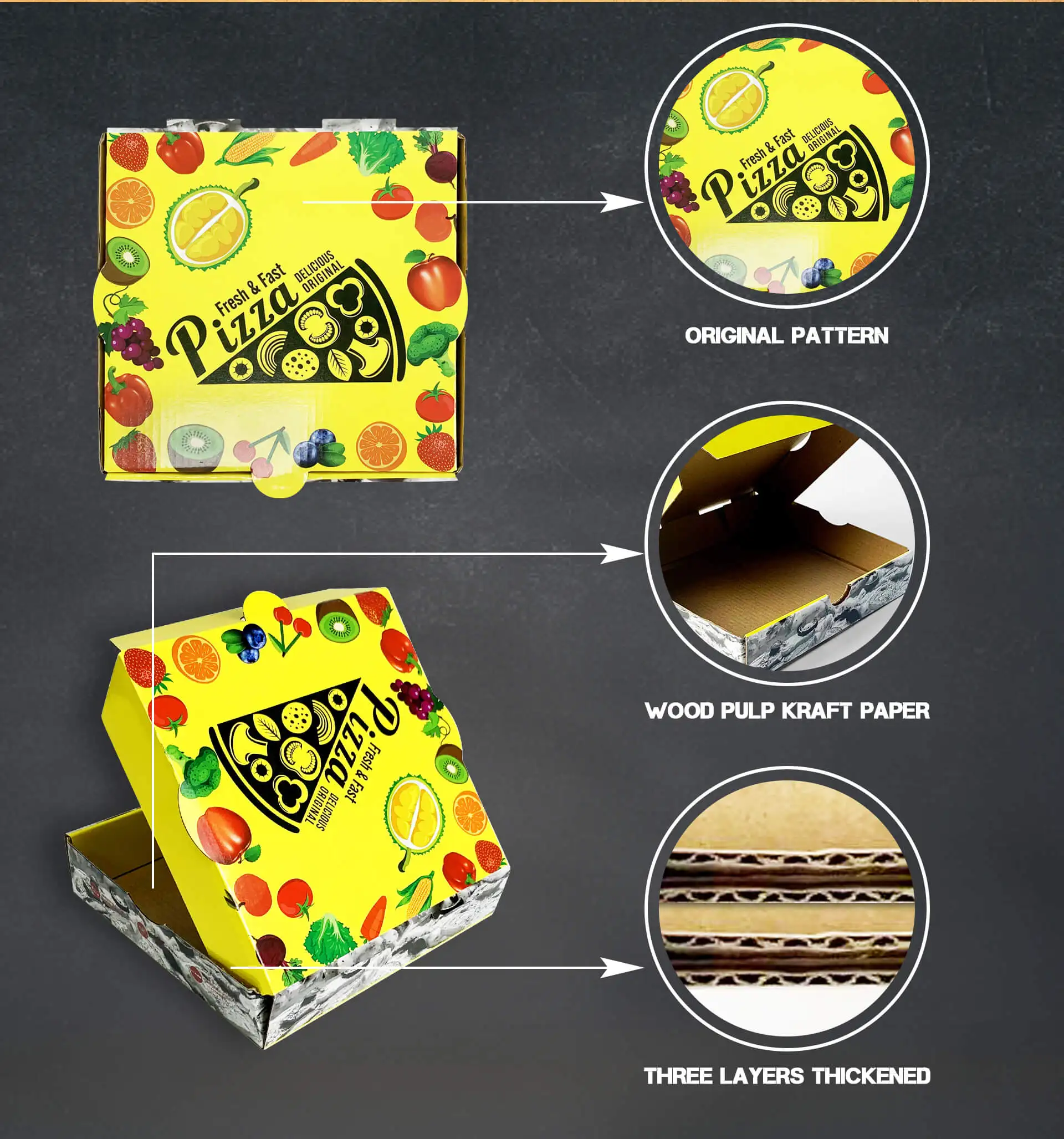 16 18 inch white kraft custom logo design food pizza packaging box cheap personalized corrugated brown paper pizza boxes carton
