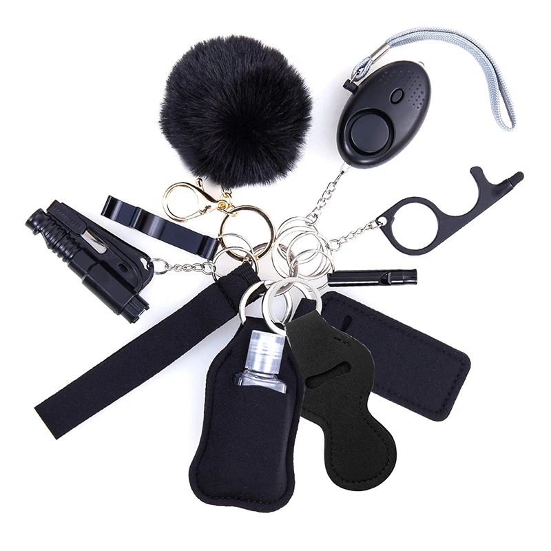 Self Defense Keychain for Women Set,11PCS Safety Key Chains Kit with Wristlet 