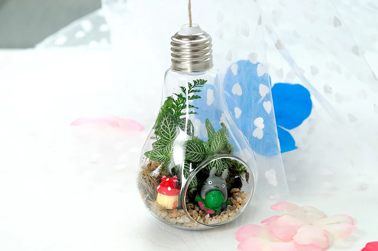 Hanging European Creative Bulb Light   Glass Vase Transparent Hydroponic Vase Glass Vase for Decoration