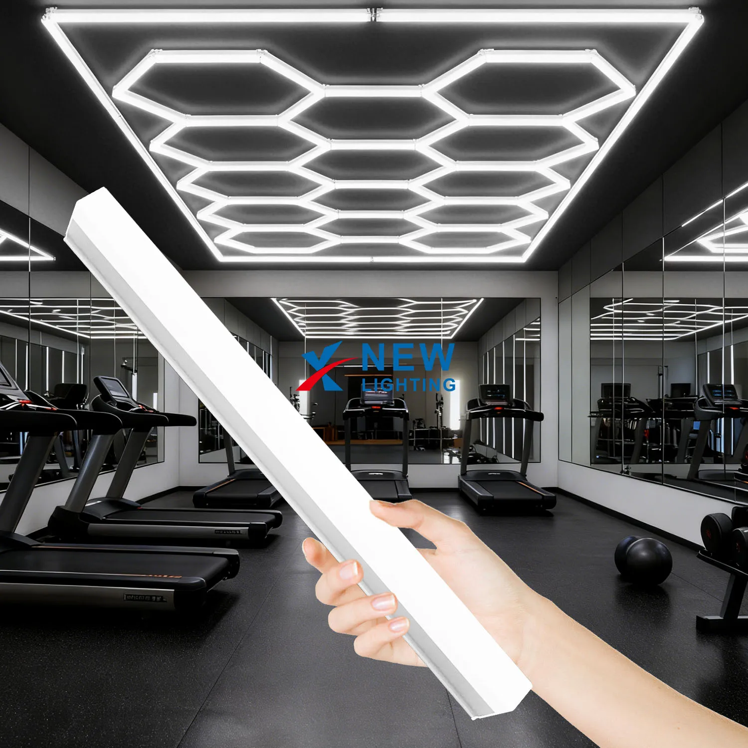 ヘックス型LED照明 ガレージ用 六角形連結パネル 洗車場・整備工場向け