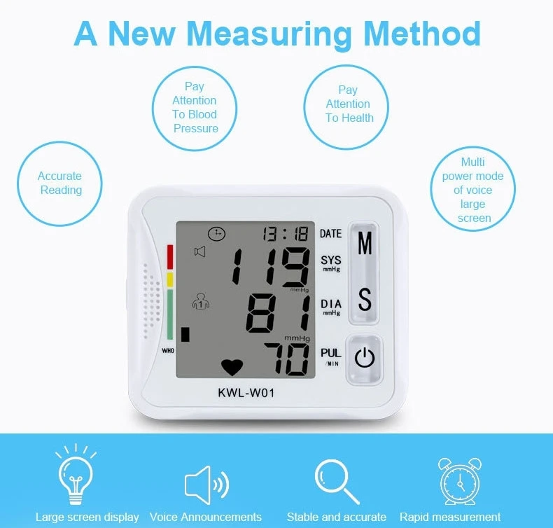 Vileco Wrist Bp Monitor Tensiometro Digital Wrist Blood Pressure ...