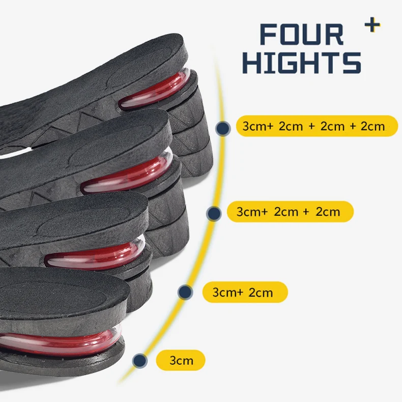 7cm Men's Shoe Lift Insole – 3-Layer Air Cushion Heel Insert For Height Increase