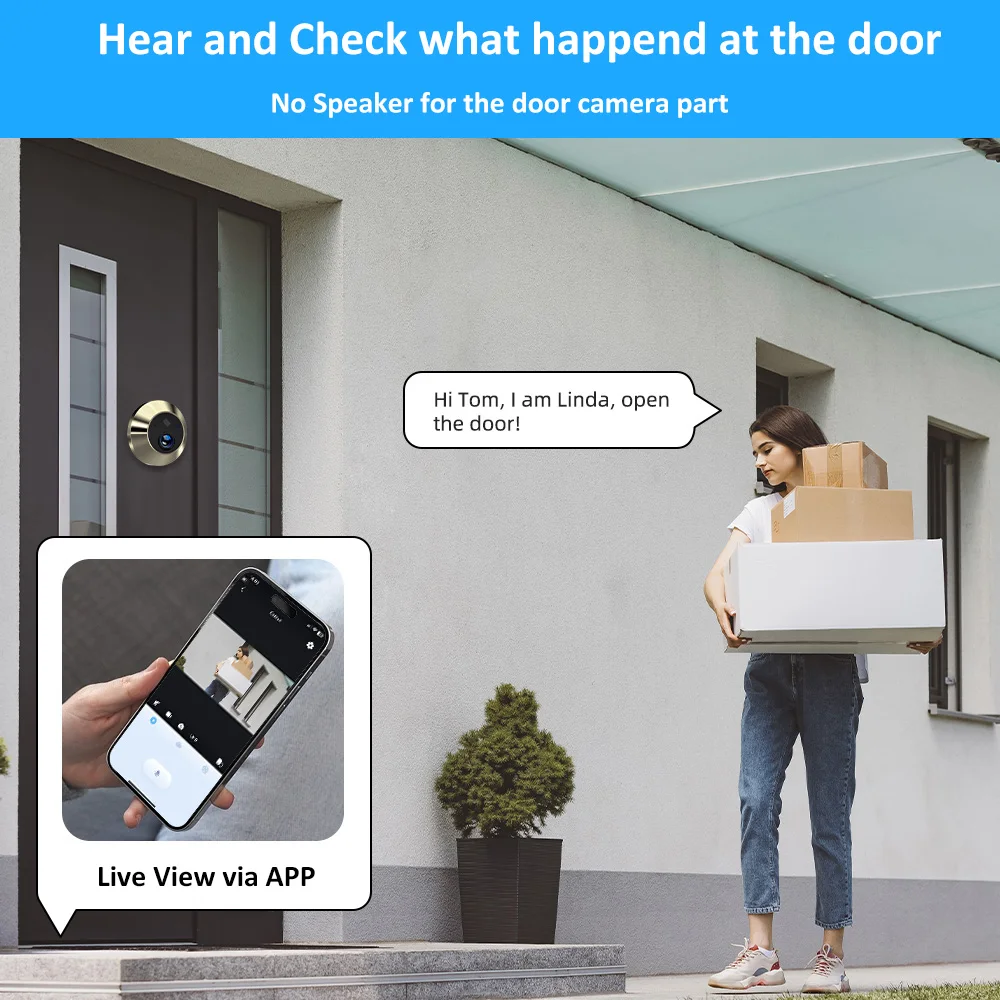 Icam App Remote View Motion Detect 1080P Hd Peephole Door Viewer Camera Two Way Speak Doorbell Smart Work With Google Alexa 118