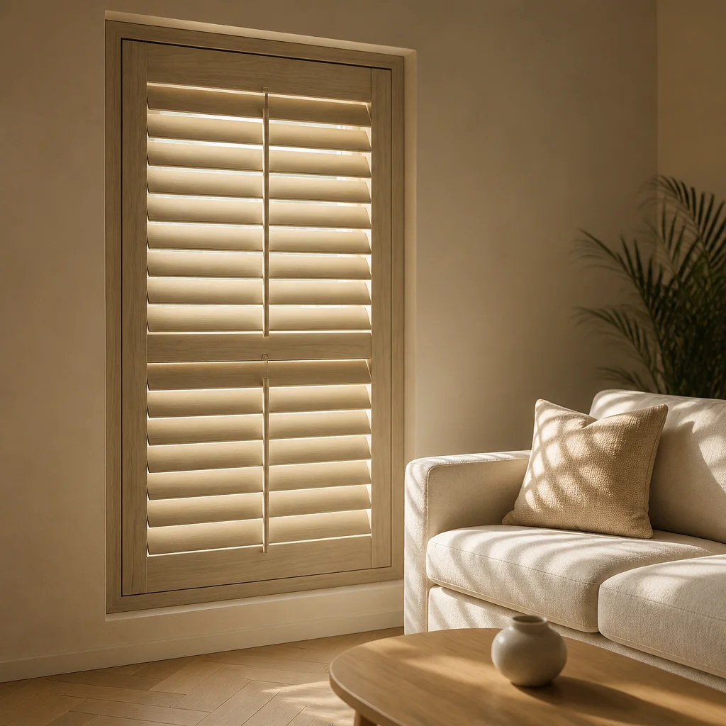 Custom Solid Paulownia Wood Plantation Shutter Stained Color 63mm Louvre Tilt Rod Living Room Window Shutter OEM Wholesale