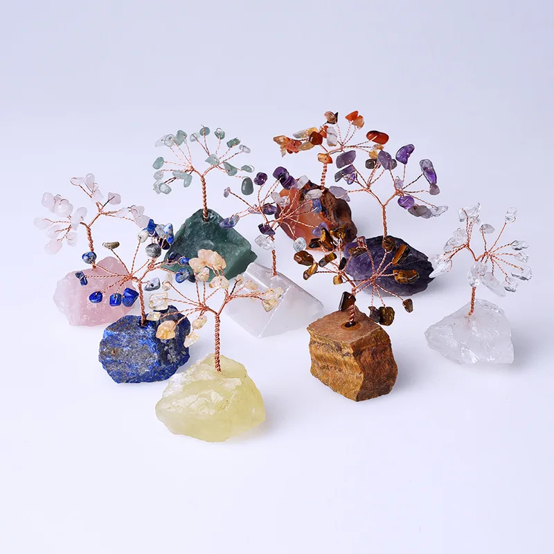 Wholesale Rough Stone Base Money Tree Healing Stones Crystals Lucky Tree Money Tree  for Decoration