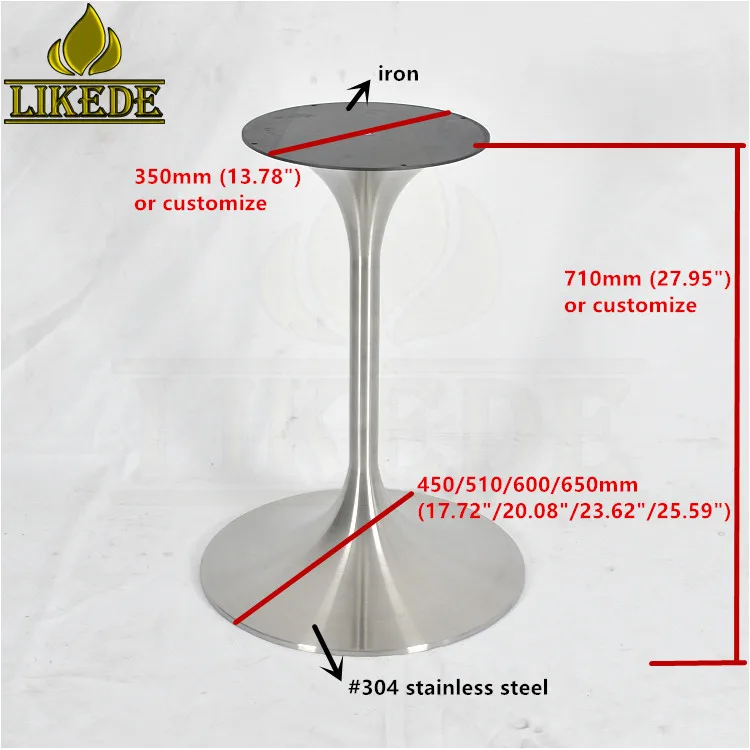 Hot Sale 304# Stainless Steel Table Base Metal Trumpet Tulip Design Outdoor Living Room Bedroom-Coffee Dining Granite Table