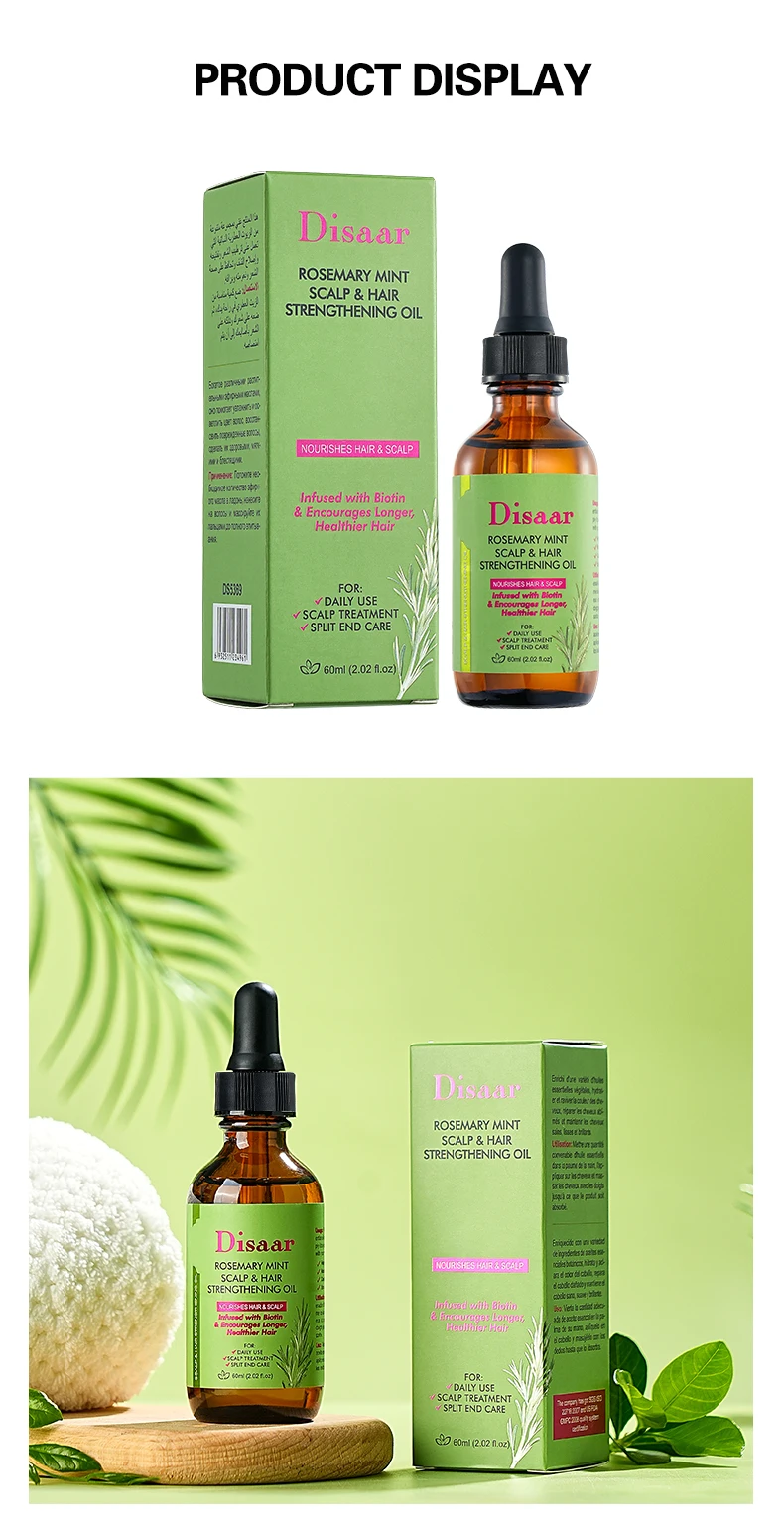 Disaar Wholesale Rosemary Mint Scalp & Hair Strengthening Oil Private Label Rosmary Oil Nourishes Hair Scalp Smooths Split Ends