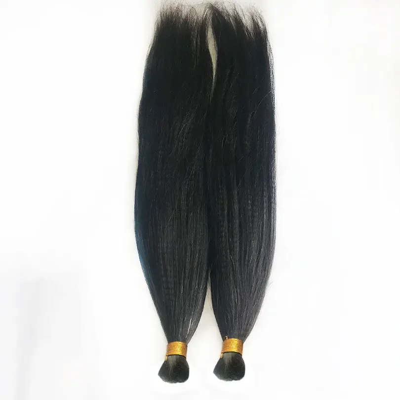 Yaki Straight Hair Bulk Human Hair for Braiding Natural Color Malaysian Remy Extensions_voghion.com