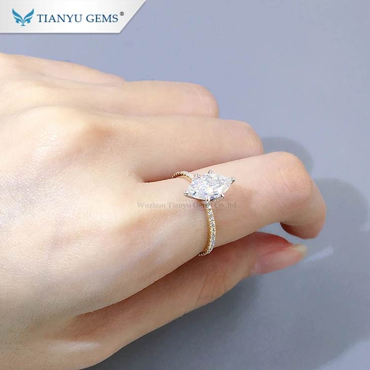 Tianyu Gems Moissanite 14k Yellow Gold Purity Engagement Rings 1ct Marquise  Cut Moissanite Ring