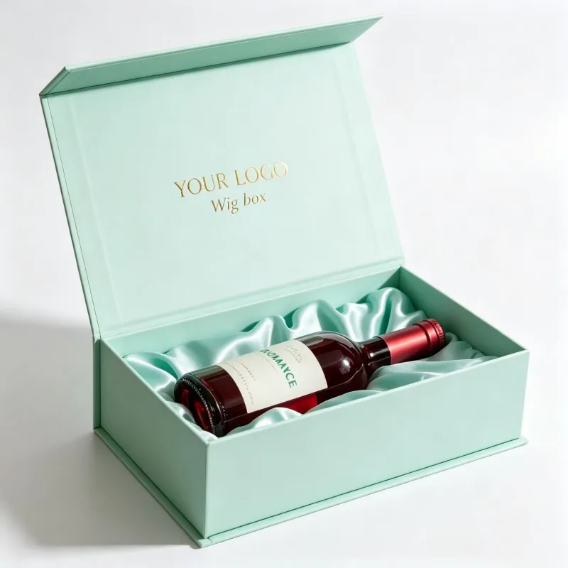 Cutii de ambalaj premium pentru vin, cu deschidere tip clapetă, cutii de cadou magnetice din hârtie, cutii rigide cu inserție die-cut pentru protecția sticlelor