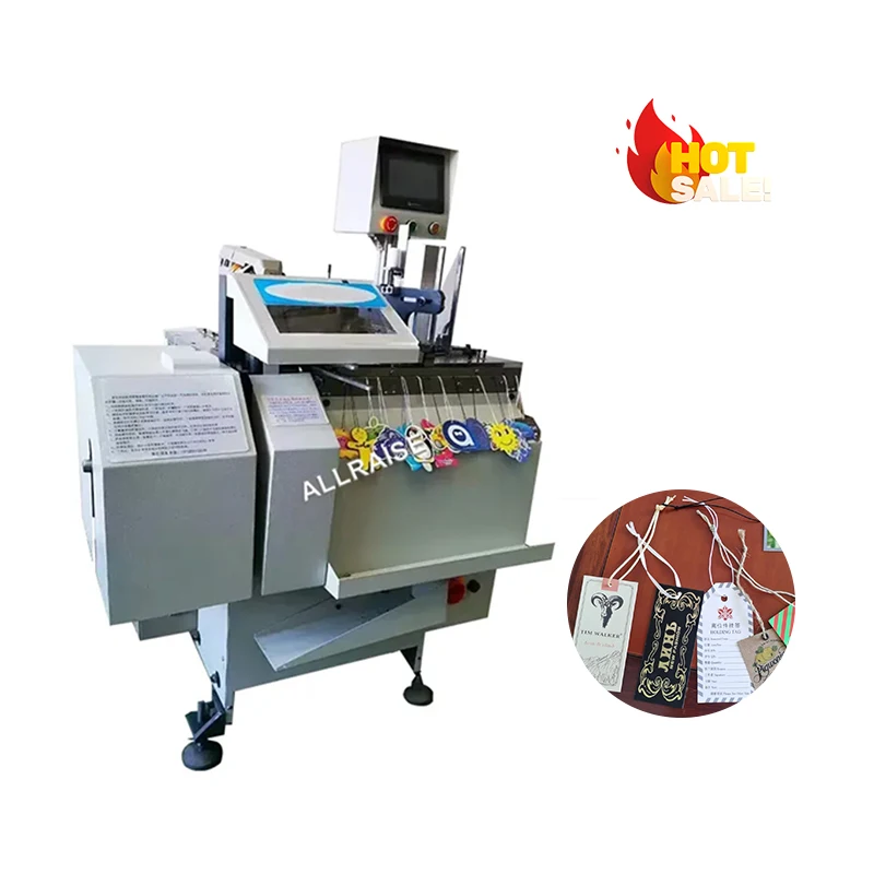 Automatic Clothes Elastic Hangtag Threading Machine Knotted Eyelet Hanging Tag Knotting Inserting hang Tag String Machine