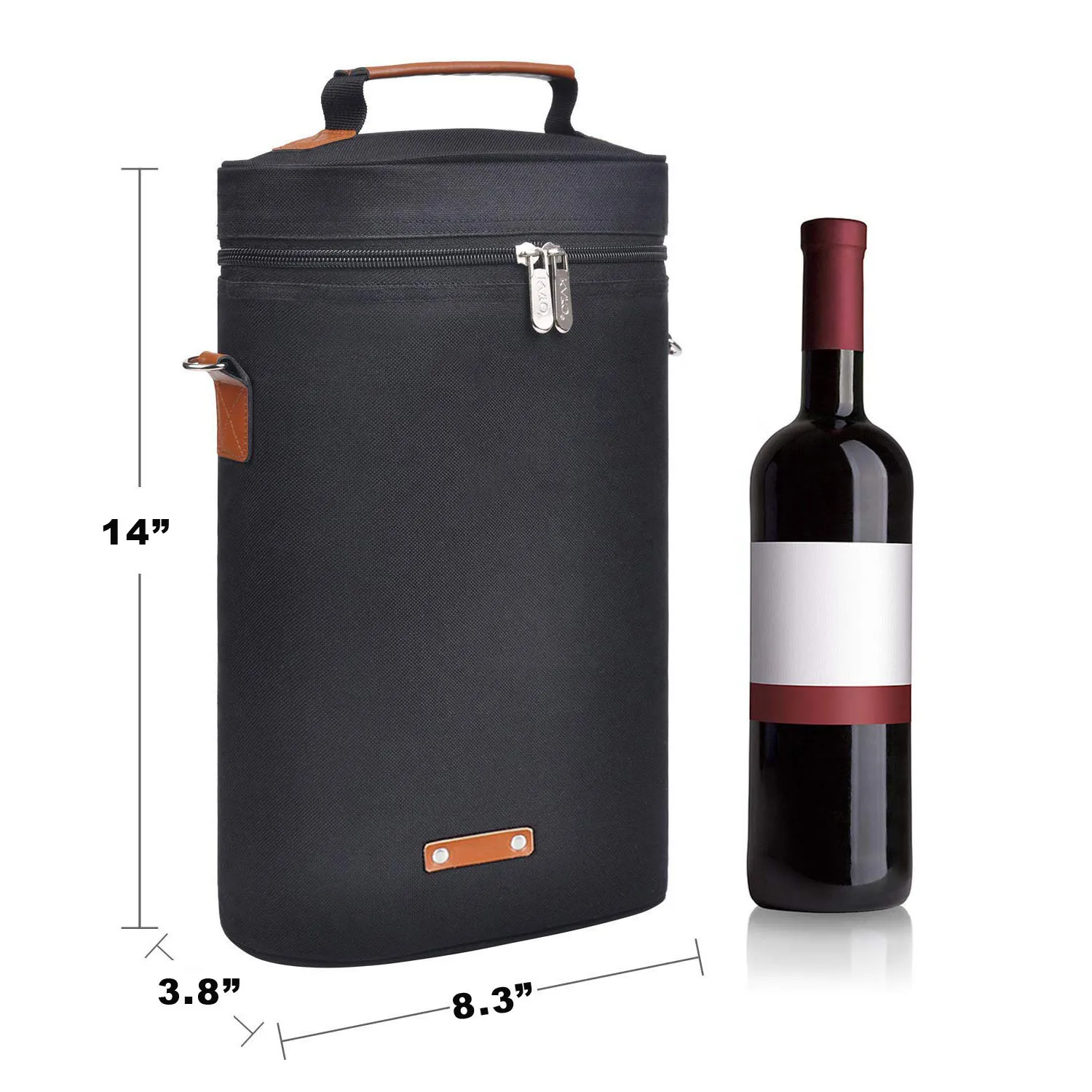 Waterproof 2 Bottle Insulated Wine Cooler Bag Picnic Wine Carry Tote