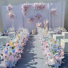 Wedding decoration dreamlike wedding atmosphere blue pink hanging flowers for flower arrangement party backdrop