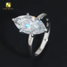 Pass Diamond Tester Marquise Cut Wedding Ring 925 Sterling Silver VVS Moissanite Rings Jewelry Diamond Engagement Ring For Women