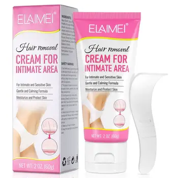 ELAIMEI Intimate Part Hair Removal Cream Gentle Non-Irritating Multi-Part Body Hair Removal Cream for Private Parts 60g