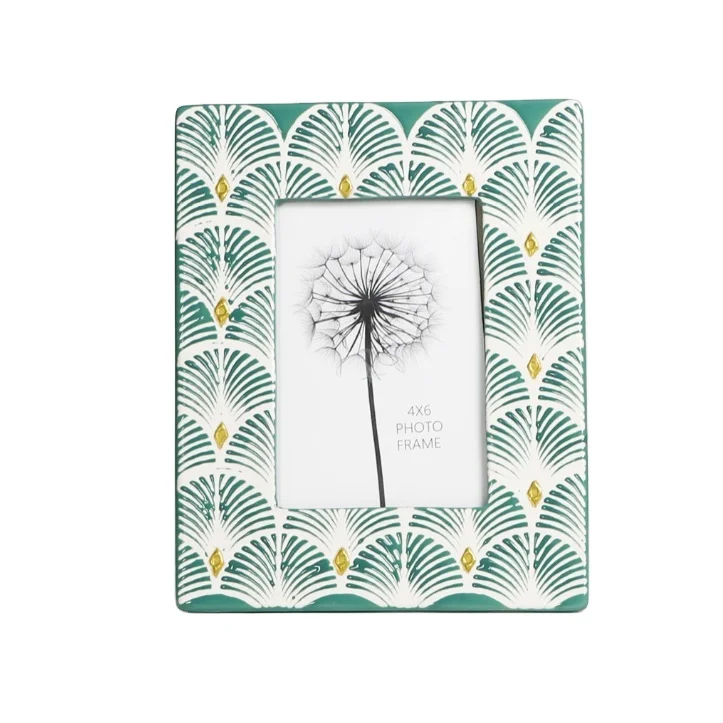 Горячая Распродажа, ручная роспись, зеленые украшения для спальни, 4*6 дюймов, керамическая фоторамка на заказ