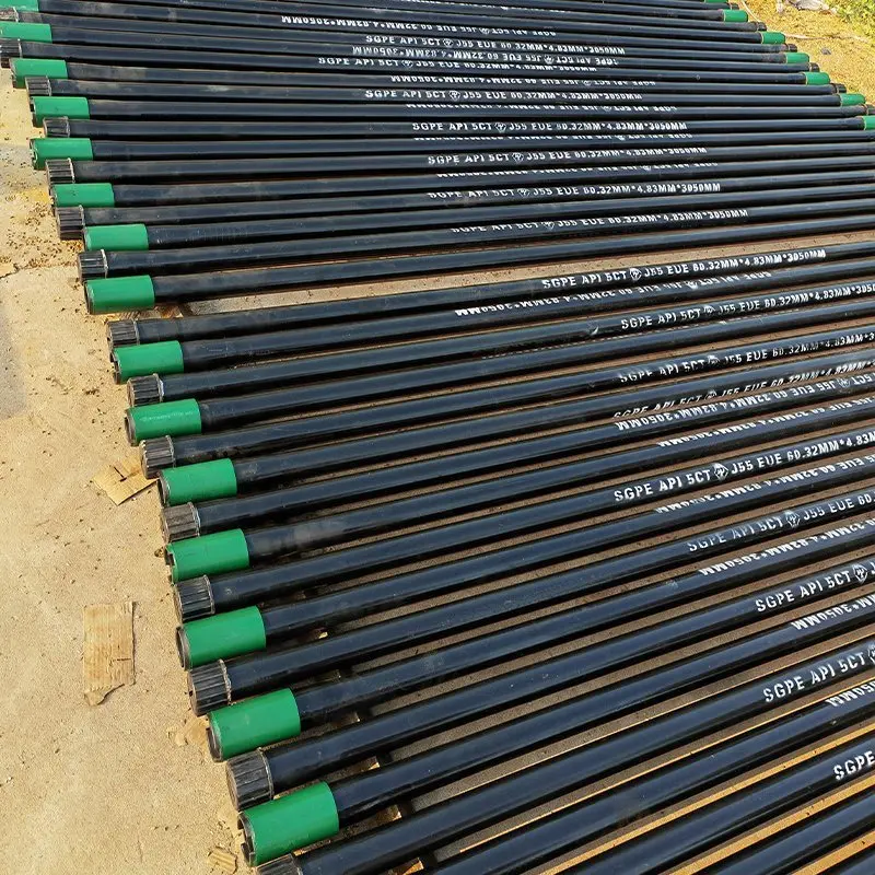 API 5CT Tubing PUP JOINT / Tubing Pipe With Coupling 2.3/8" J55 EU 10FT Coupling and Plastic Pipe Flange Black Painted Round