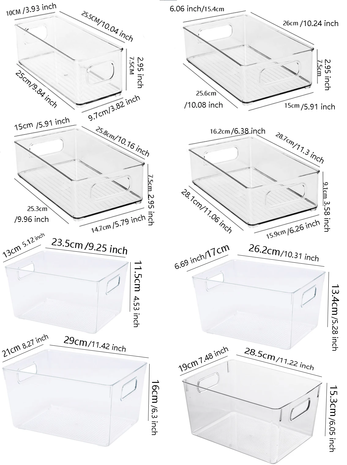 Qm Transparent Clear Rectangle Kitchen Organizer Plastic Container