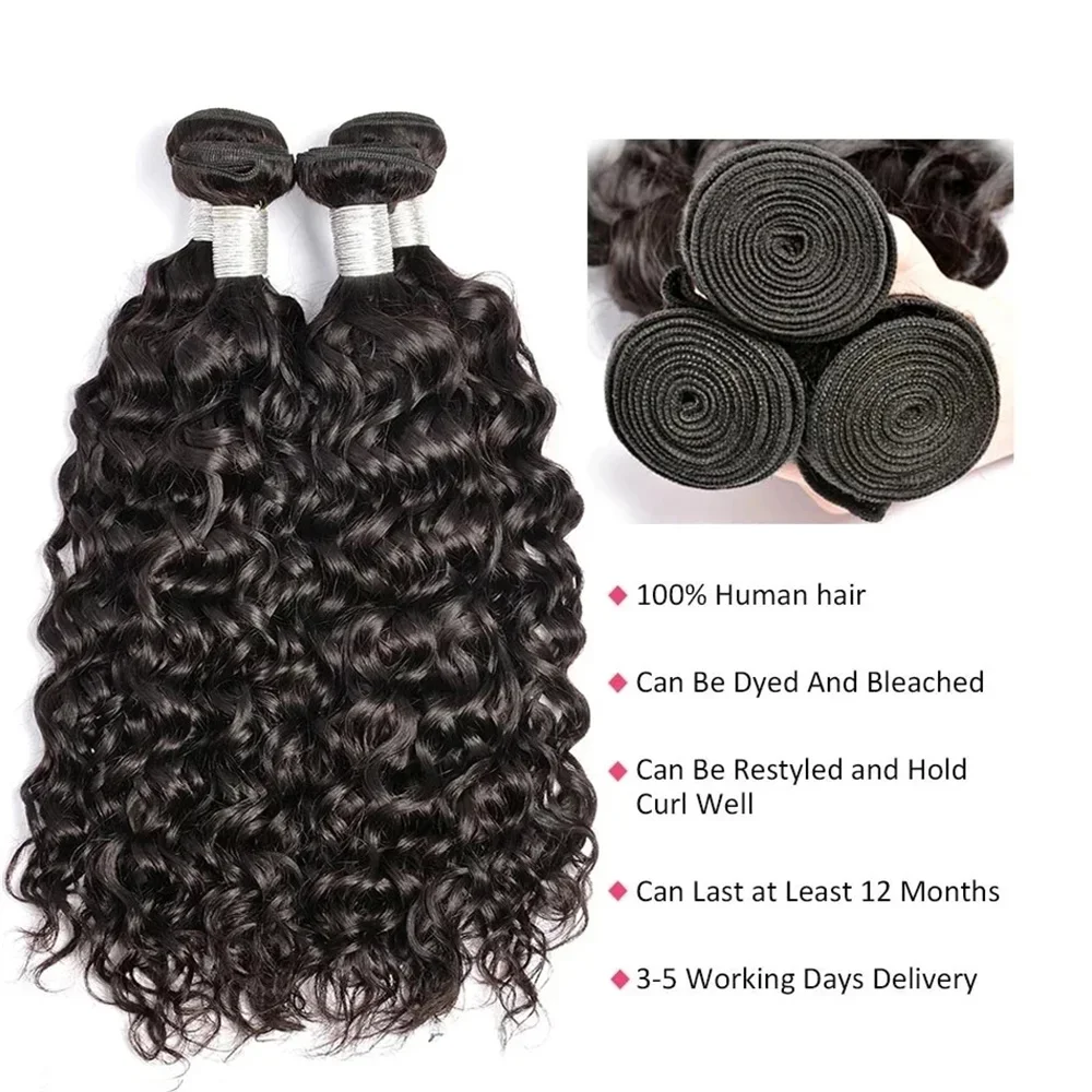 Pacchetti di onde d'acqua 100% estensioni di capelli umani per le donne Pacchetto di capelli peruviani Capelli vergini grezzi Bundle di capelli umani non trattati Capelli ricci_voghion.com