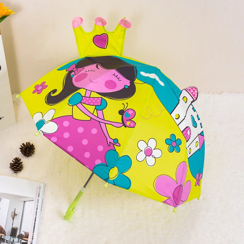 Lotus Cute Cartoon Umbrella Kids Animation Creative Longhandled 3d Ear