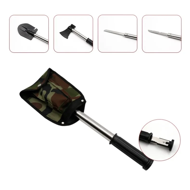 Stainless Steel Multi-Function Garden & Outdoor Survival Tool Set Camping Multi Tool Shovel Axe Saw Knife Customizable OEM