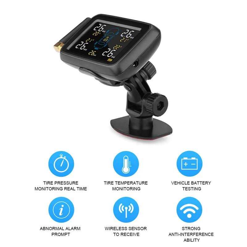 6 External Sensor TPMS Tire Monitoring System for Trucks - Wireless LCD ...