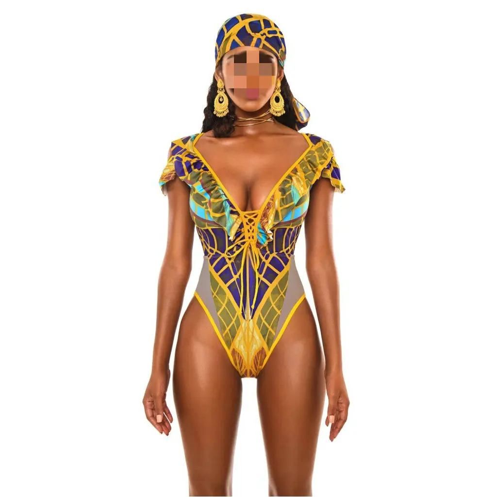 Women Bikini Set Swimsuit African Print Push-Up Padded Bra Swimwear Sale