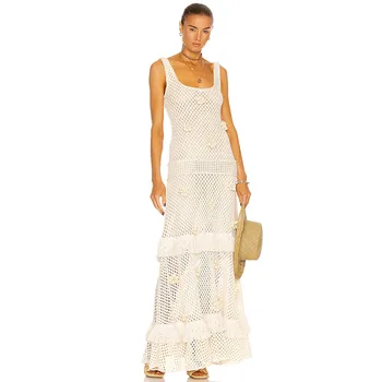 Lace Crochet Vest Long Knitted Casual Dress Women Panties Wholesale 2025 Summer Sweater OEM Service Simple Provided