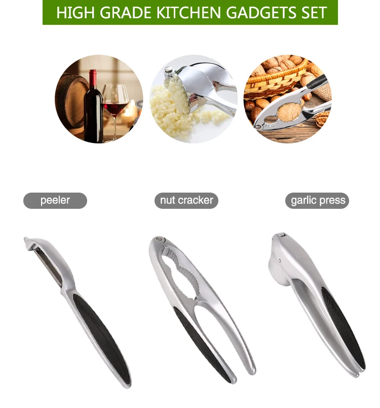 Luxury Kitchen Gadgets Set With Wine Opener,Nutcracker,Peeler,Garlic