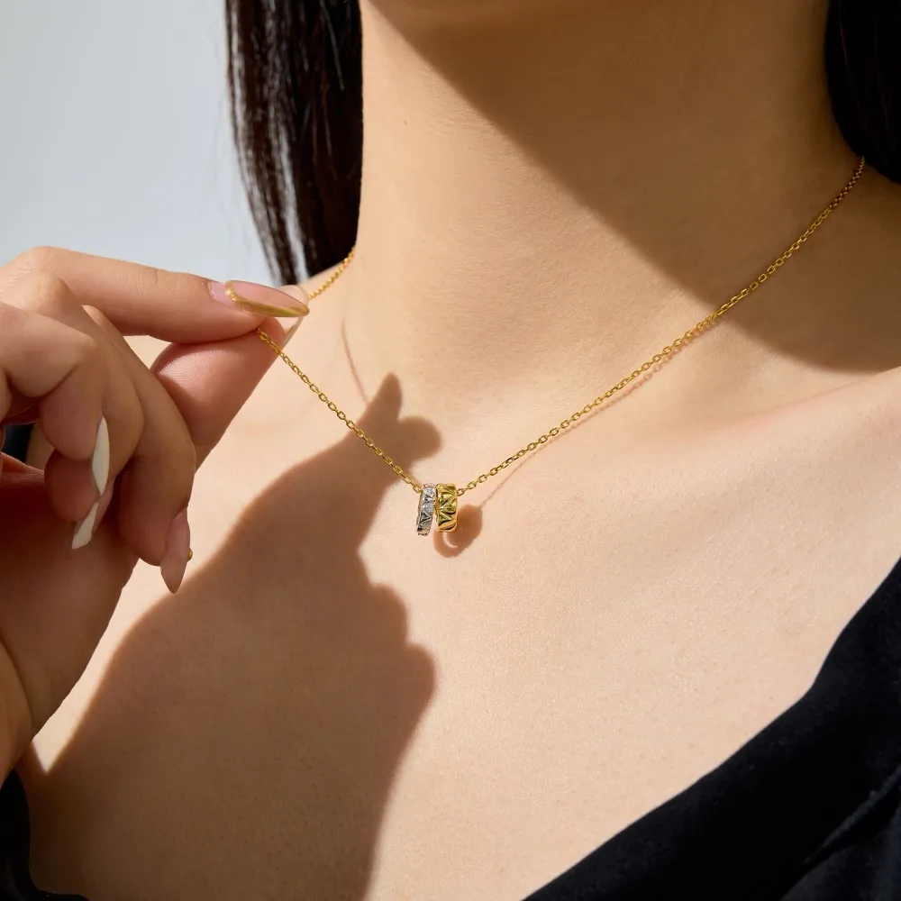 KAKODIY personalized design fine jewelry rhodium 18K gold plated chain contrasting pendant necklace for women detail 8
