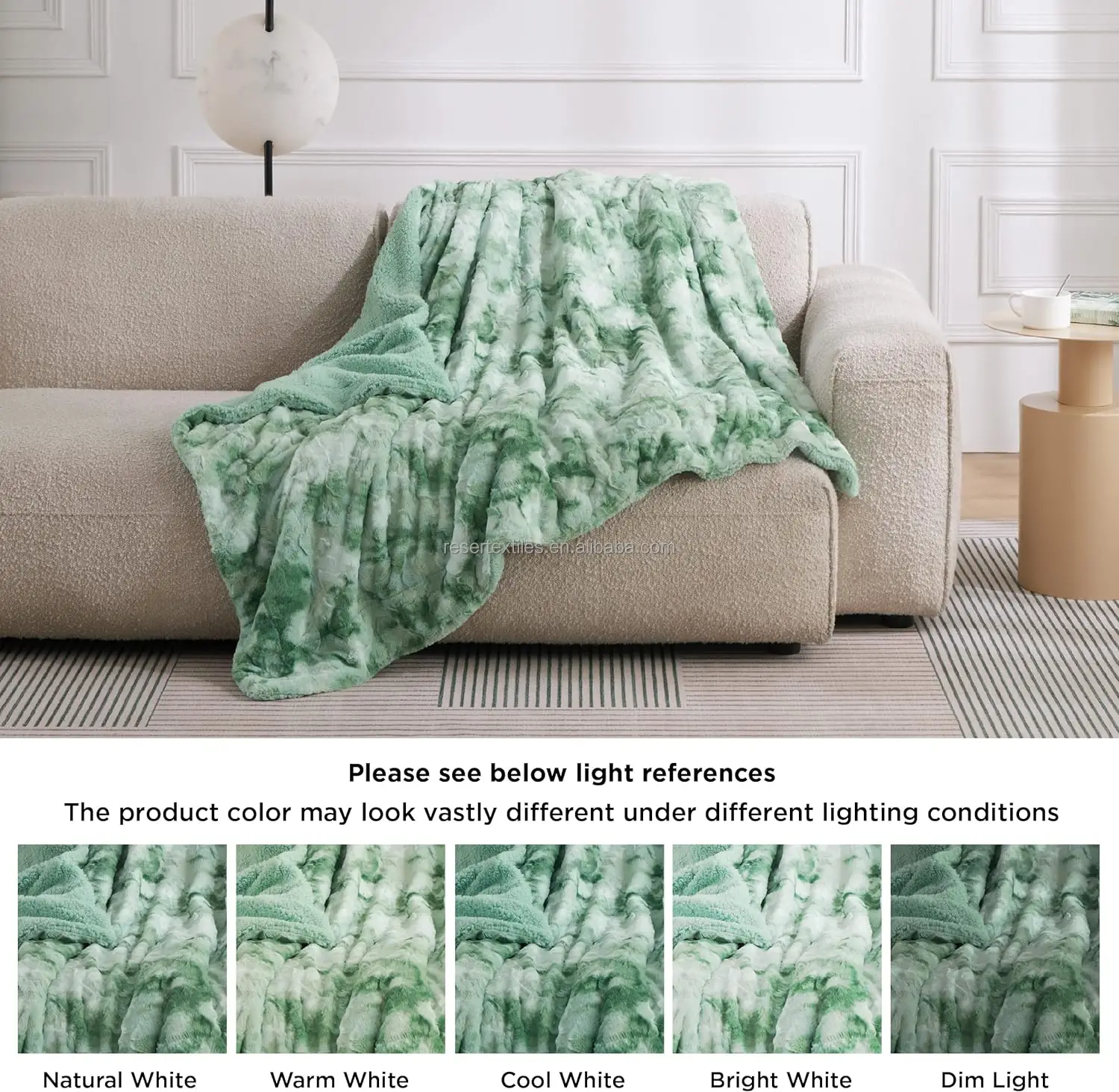 Luxury Plush Eco-Friendly Faux Fur Mink Throw Blanket Soft Lightweight Knitted Anti Dust Mite Winter Modern Home Decor Cozy