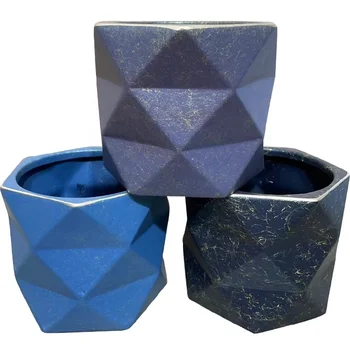 Modern style fashion trend polygonal ceramic flowerpot collision resistant ceramic products