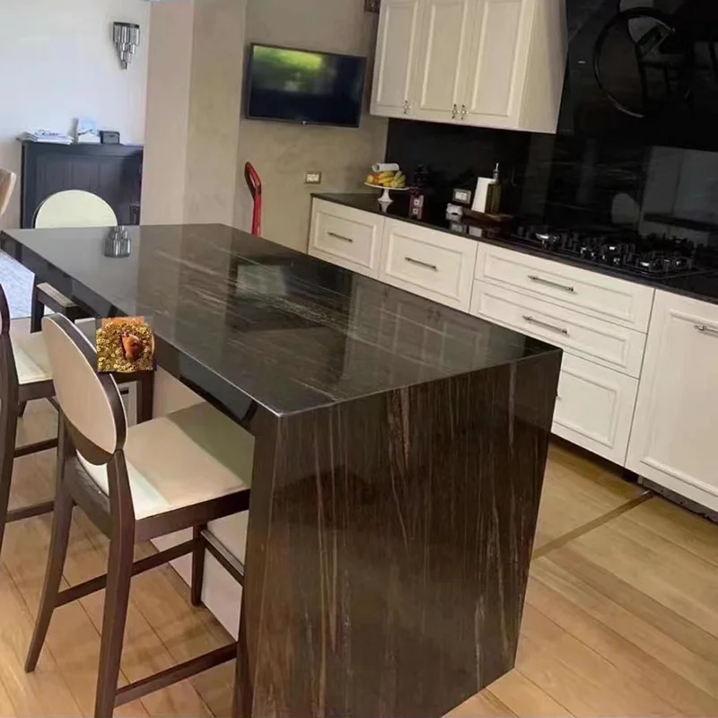 预制深棕色静脉花岗岩厨房台面幻想流沙棕色花岗岩台面