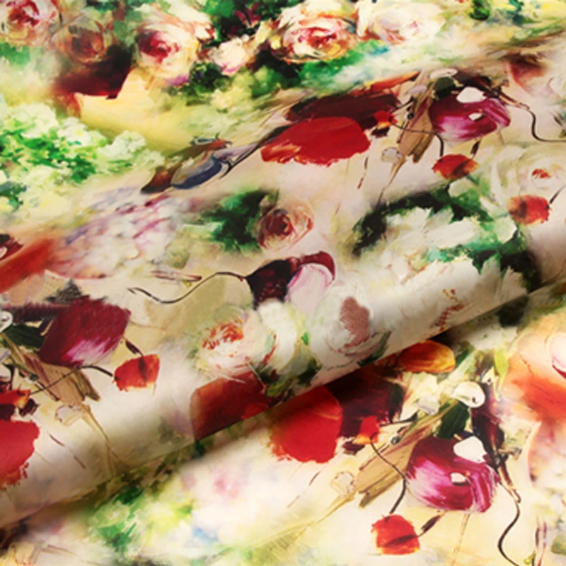 
 Ткани из 100% натурального шелка с цифровым принтом и цветочным узором на заказ  