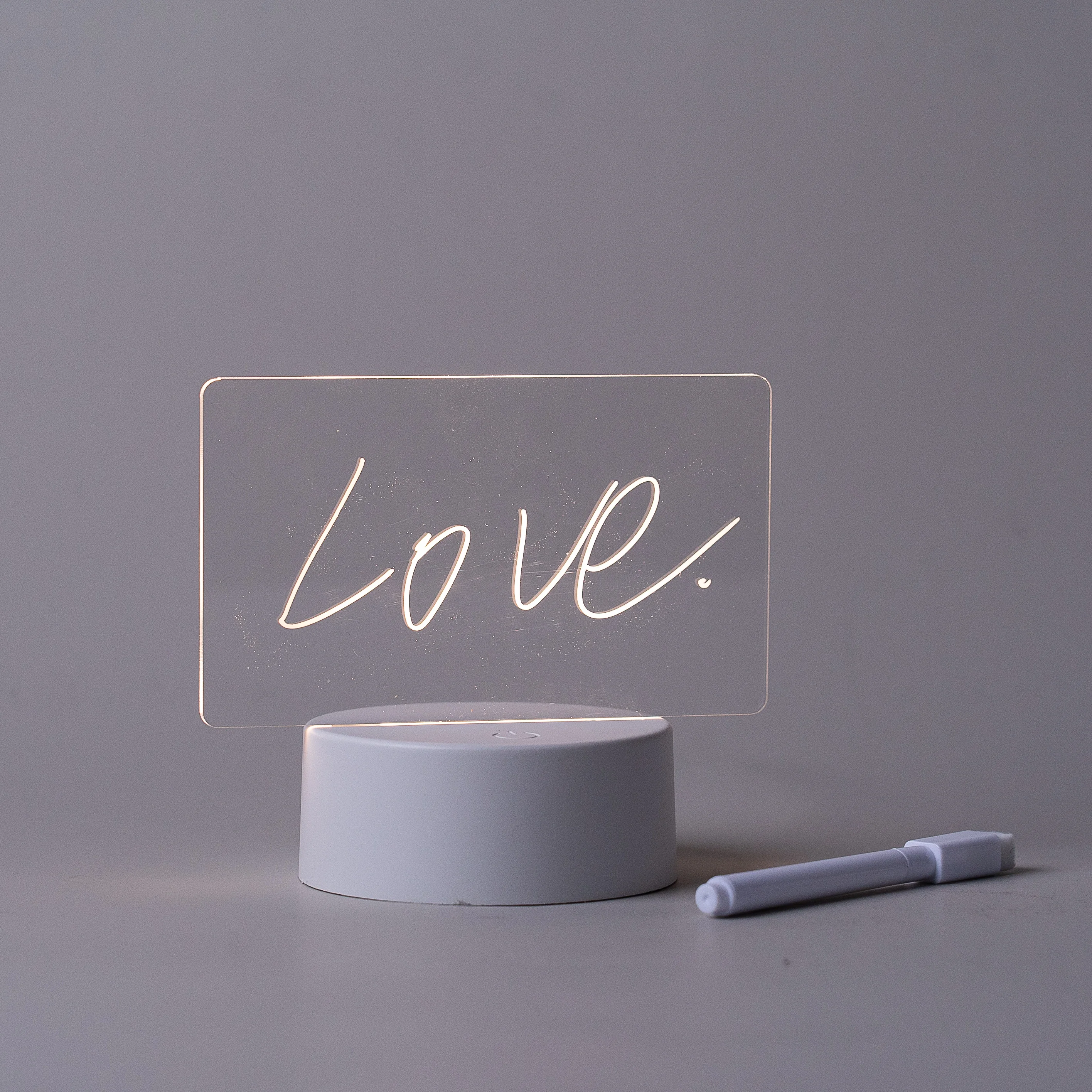 Modern Acrylic Transparent LED Light Board Table Lamp with Erasable Message Remote Control Switch for Bedroom Use