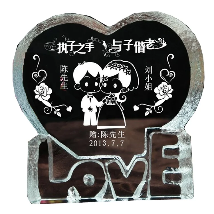 Wholesale K9 Customized Images Laser Photo Frames Etched Crystal Wedding Gifts