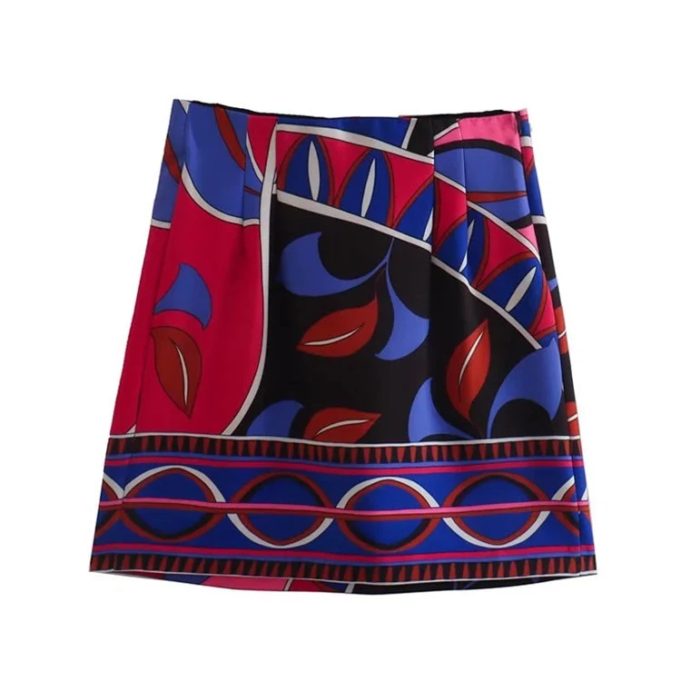 2022 Summer New Unique Print Loose Shirt Mini Skirt Womens Matching Set