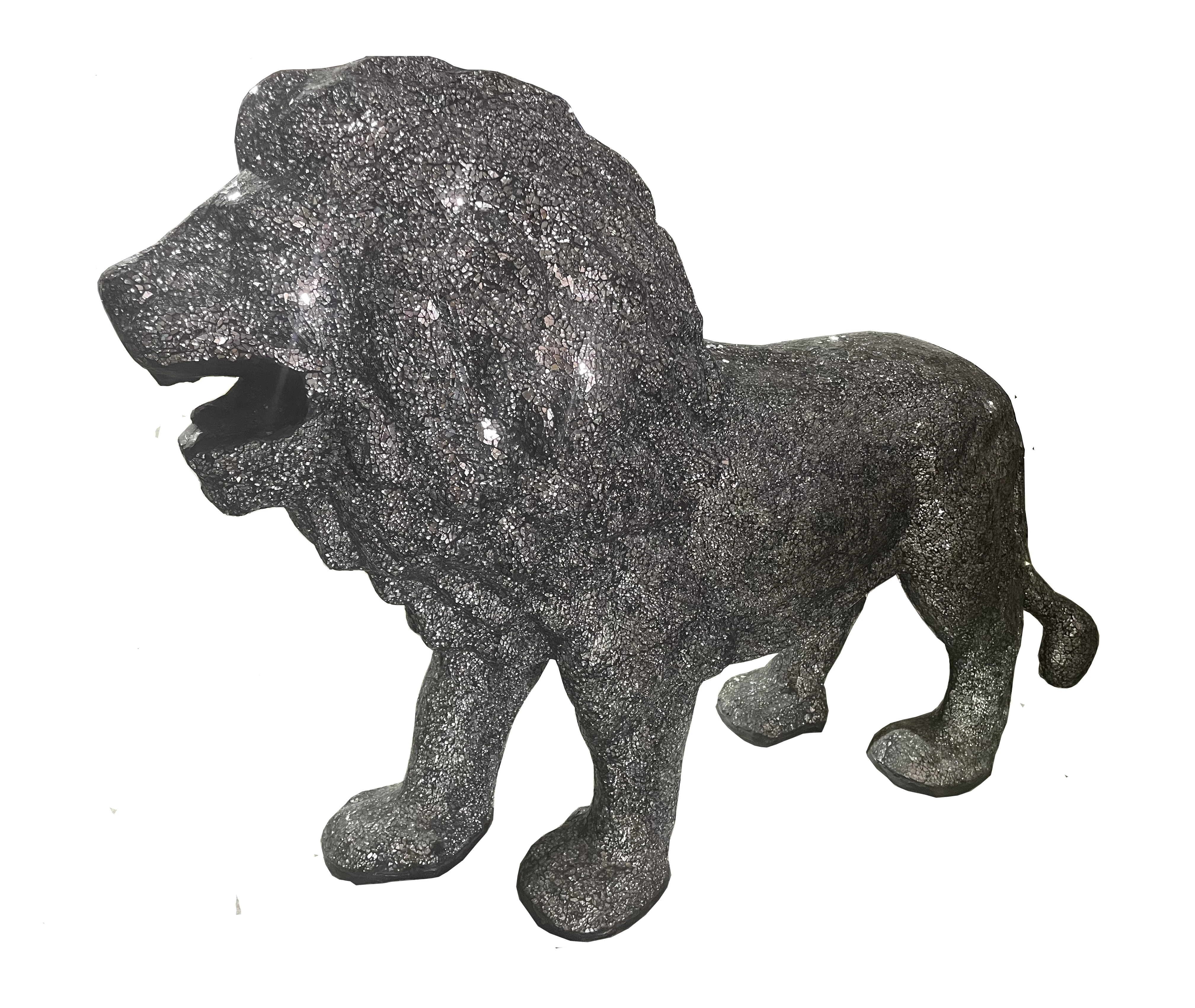 Custom Made Life Size Lion  Statue Realistic Hand Craft Mirror Finish Disco Mosaic Shinny Animal Pop Art Lion Sculpture